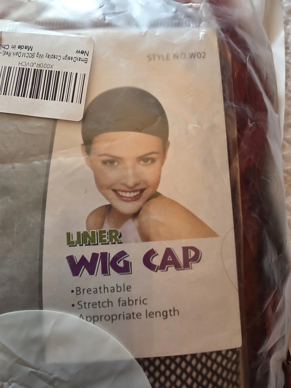 Burgundy Wig  - Packaged Elastic Hair Net
